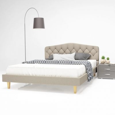 vidaXL Cadru de pat, bej, 140 x 200 cm, material textil