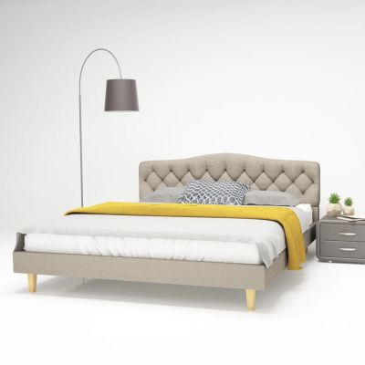 vidaXL Cadru de pat, bej, 160 x 200 cm, material textil