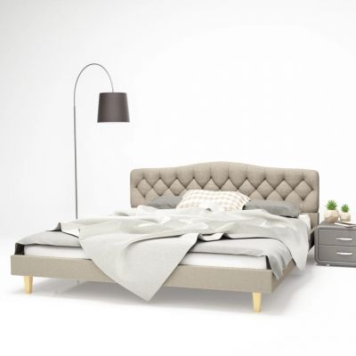 vidaXL Cadru de pat, bej, 180 x 200 cm, material textil