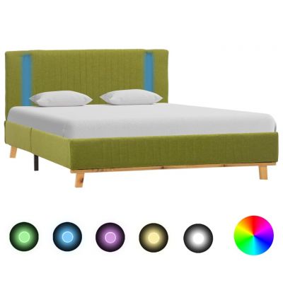 vidaXL Cadru de pat cu LED, verde, 120 x 200 cm, material textil