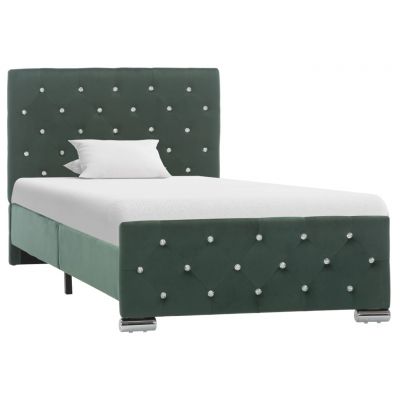 vidaXL Cadru de pat, verde închis, 90 x 200 cm, material textil