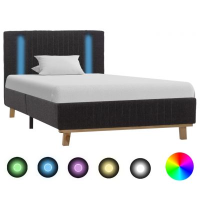vidaXL Cadru pat cu LED, gri închis, 100 x 200 cm, material textil