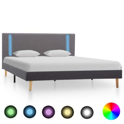 vidaXL Cadru pat cu LED-uri gri deschis/gri închis 140x200 cm textil