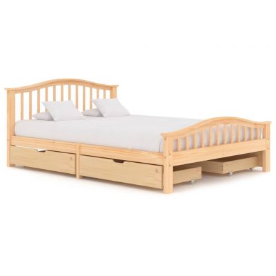 vidaXL Cadru pat cu 4 sertare, 140 x 200 cm, lemn masiv de pin