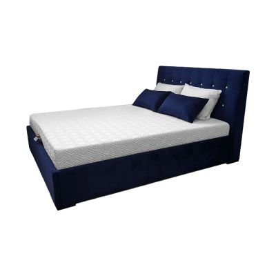 Pat tapitat Fynn, cu somiera si lada depozitare, 140x200