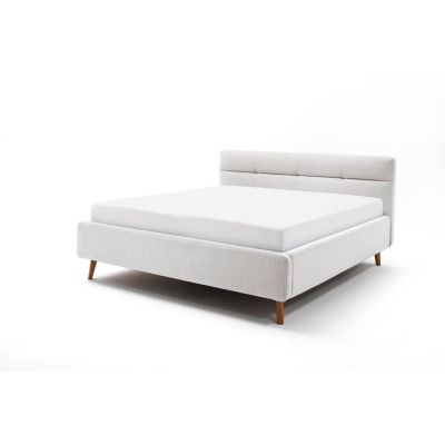Pat matrimonial 180x200 cm gri deschis tapițat cu spațiu de depozitare cu somieră Lotte – Meise Möbel