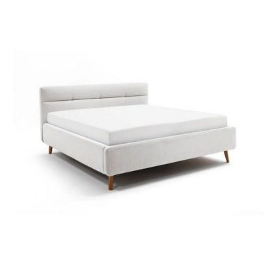 Pat matrimonial gri deschis tapițat cu spațiu de depozitare cu somieră 160x200 cm Lotte – Meise Möbel