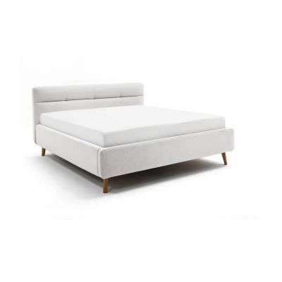 Pat matrimonial gri deschis tapițat cu spațiu de depozitare cu somieră 180x200 cm Lotte – Meise Möbel