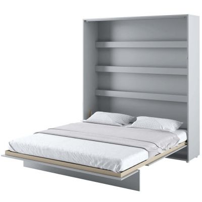 Pat rabatabil pe perete, cu mecanism pneumatic si somiera inclusa, Bed Concept Vertical Gri Mat, 200 x 180 cm