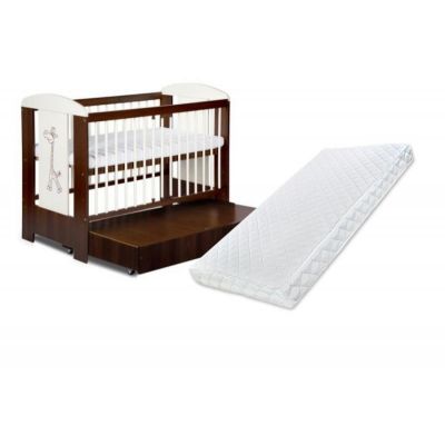 Patut cu sertar Klups Little Giraffe Wenge + Saltea 12 Confort II