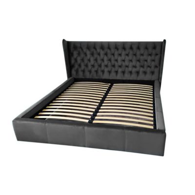 Pat Chesterfield tapitat cu catifea, cu somiera fixa 180x200