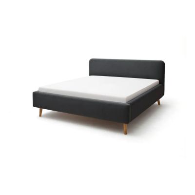 Pat matrimonial 140x200 cm gri închis tapițat cu spațiu de depozitare cu somieră Mattis – Meise Möbel