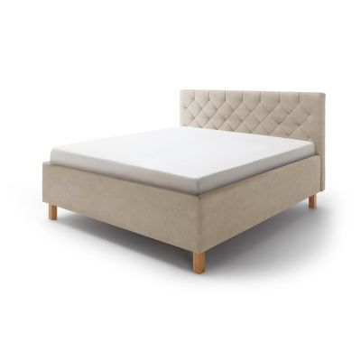Pat matrimonial 180x200 cm bej tapițat cu spațiu de depozitare cu somieră San Remo – Meise Möbel