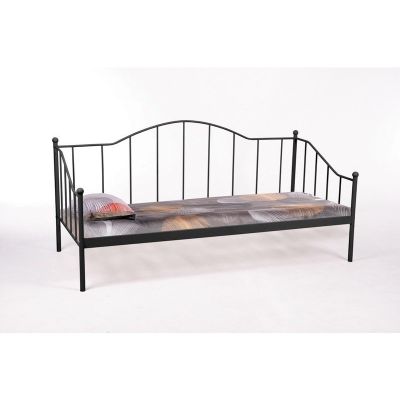 Pat divan metalic Dover negru - 90x200 cm
