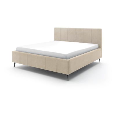 Pat matrimonial 160x200 cm bej tapițat cu spațiu de depozitare cu somieră Lizzano – Meise Möbel