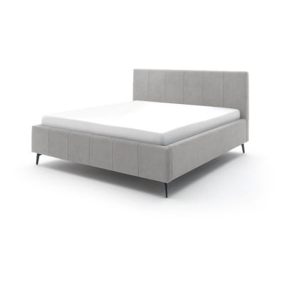 Pat matrimonial 180x200 cm gri deschis tapițat cu spațiu de depozitare cu somieră Lizzano – Meise Möbel