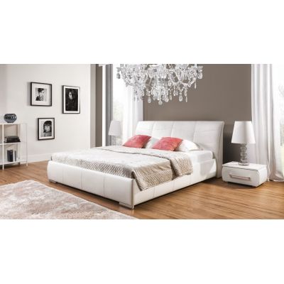 Pat rabatabil cu lada de depozitare, tapitat cu stofa Apollo S White Pat rabatabil cu lada de depozitare, tapitat cu stofa Apollo S White