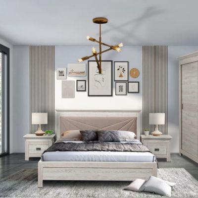 Pat Dormitor Casablanca Loft, Dimensiune Saltea 160 X 200 Cm, Tablie Tapitata, Gri