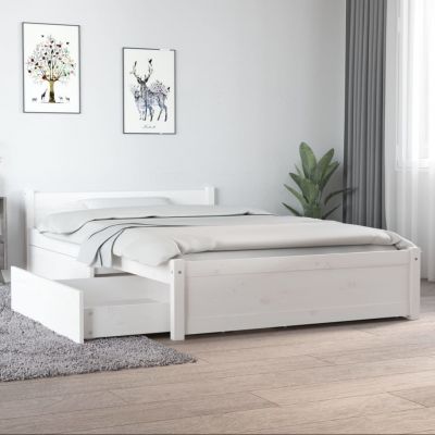 vidaXL Cadru de pat cu sertare Small Double 4FT, alb, 120x190 cm