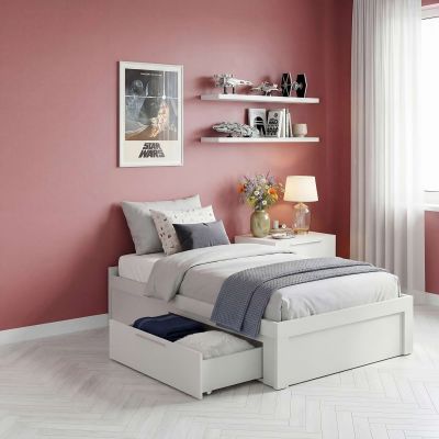 Cadru pat copii ARONA, 90x200, cu sertar, Alb