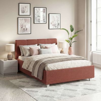 Pat tapitat ARISA, 140x200, stofa Caramizie