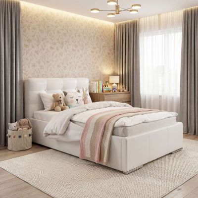 Pat tapitat copii GEORGIA, 90x200, piele eco Alba