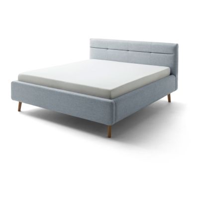 Pat dublu tapițat albastru cu spațiu de depozitare cu somieră 180x200 cm Lotte - Meise Möbel