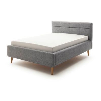 Pat dublu tapițat gri cu spațiu de depozitare cu somieră 140x200 cm Lotte - Meise Möbel