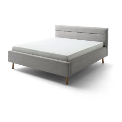 Pat dublu tapițat gri cu spațiu de depozitare cu somieră 180x200 cm Lotte - Meise Möbel