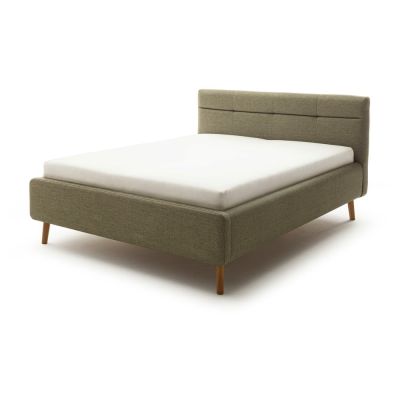 Pat dublu tapițat verde cu spațiu de depozitare cu somieră 180x200 cm Lotte - Meise Möbel