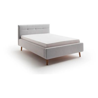 Pat matrimonial gri deschis tapițat cu spațiu de depozitare cu somieră 140x200 cm Lotte – Meise Möbel