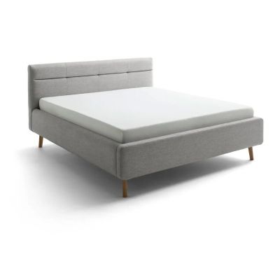 Pat matrimonial gri tapițat cu spațiu de depozitare cu somieră 160x200 cm Lotte – Meise Möbel