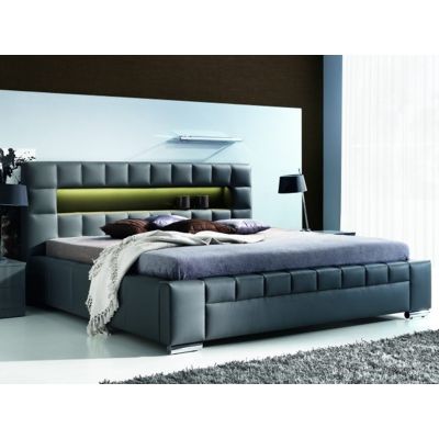Pat Caesar cu lada de depozitare, tapitat cu Vienna 16 -Led Albastru, Legs A H4 cm-200 x 180 cm