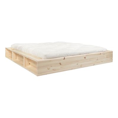 Pat dublu din lemn masiv cu spațiu de depozitare și futon Comfort Mat Karup Design, 180 x 200 cm