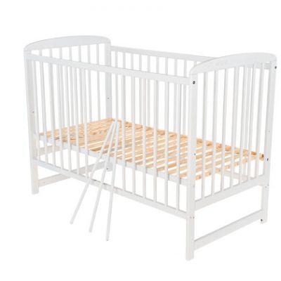 Patut din lemn Ola Babyneeds 120x60 cm din lemn de pin alb