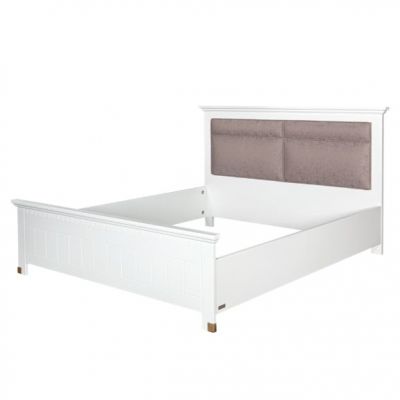 Pat Dormitor Saint Tropez, Dimensiune Saltea 180 x 200 Cm, Tablie Tapitata, Vopsit Alb