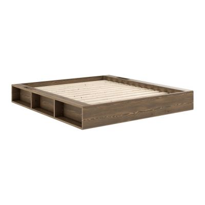 Pat matrimonial maro din lemn masiv de pin cu somieră 180x200 cm Ziggy – Karup Design