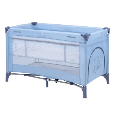 Patut pentru copii KikkaBoo So Gifted Blue 2020 cu pliere compacta, doua nivele, geanta de transport, usita laterala cu fermoar