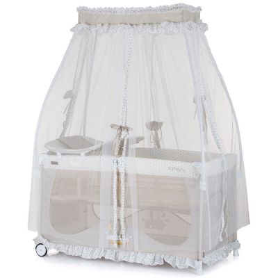 Patut pentru copii Chipolino Sahara giraffe pliabil, usita cu fermoar, roti cu sistem de blocare, buzunar lateral, saltea de infasat si baldachin incluse