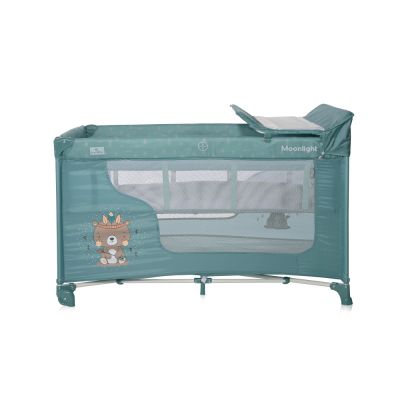 Patut pentru copii Lorelli Moonlight Arctic Indian pliabil, cu 2 nivele, laterala cu fermoar, masuta de infasat, saltea si geanta de transport incluse