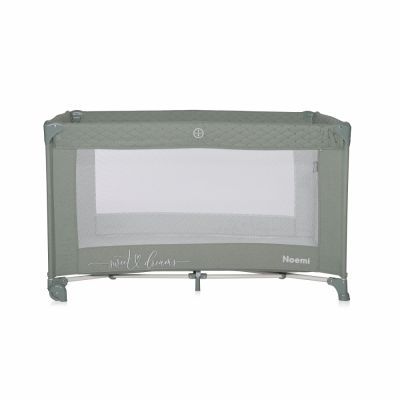 Patut Lorelli Noemi Iceberg Green Star pliabil, cu 1 nivel, laterala cu fermoar, roti cu sistem de blocare, salteluta si geanta de transport incluse