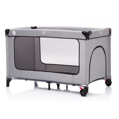 Patut pentru copii Fillikid Standard Melange grey pliabil, prevazut cu usita si roti, dimensiuni 125x66x76 cm, greutate maxim suportata 15 kg