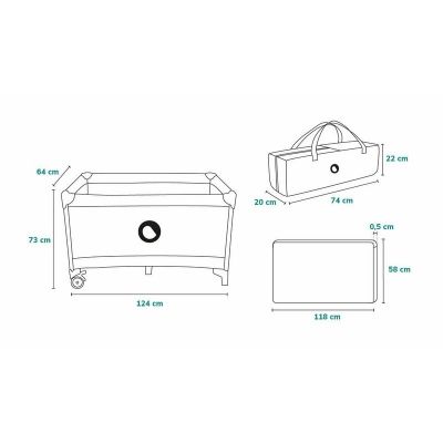 Patut pliant cu un nivel Stefi cu intrare laterala cu fermoar 2 roti 120x60 cm roz ombre Lionelo