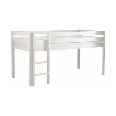 Pat pentru copii supraetajat alb din lemn masiv de pin 90x200 cm PINO âVipack