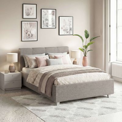 Pat tapitat ARISA, 140x200, stofa Grej