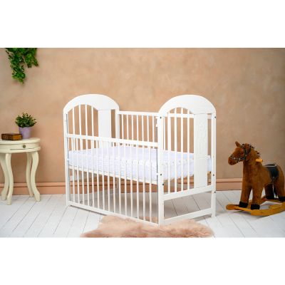 Patut din lemn Qmini  Julia II Elefantel 120x60 cm cu laterala culisanta din lemn de pin Alb