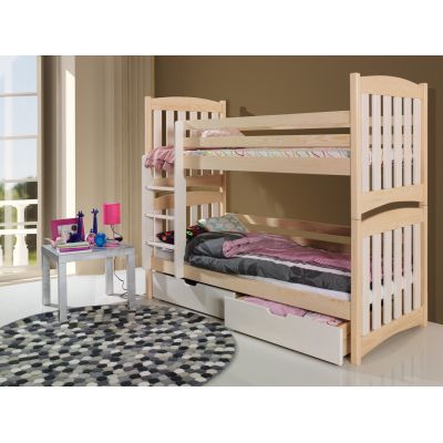 Pat supraetajat din lemn de pin, cu 2 sertare pentru copii Serafin, 200 x 90 cm Pat supraetajat din lemn de pin, cu 2 sertare pentru copii Serafin, 200 x 90 cm