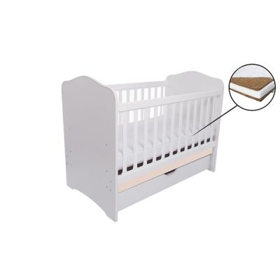 Patut Vessanti Como cu sertar alb cu bej + saltea cocos confort 120 x 60 x 12 cm Patut Vessanti Como cu sertar alb cu bej + saltea cocos confort 120 x 60 x 12 cm