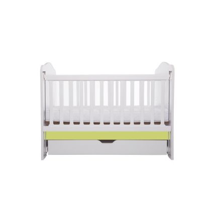 Patut Vessanti Como culisant cu sertar alb cu verde + saltea cocos 7 cm