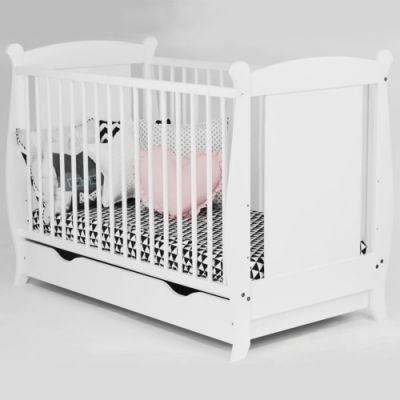 Patut copii din lemn Hubners Laura 120x60 alb cu sertar